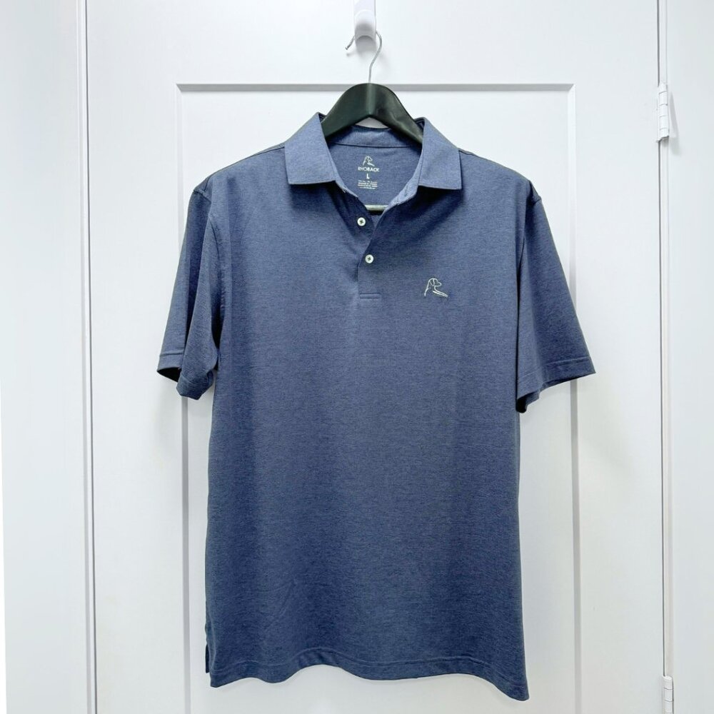 Rhoback Men's Short Sleeve Polo Size Large (fits big) in Heathered Blue